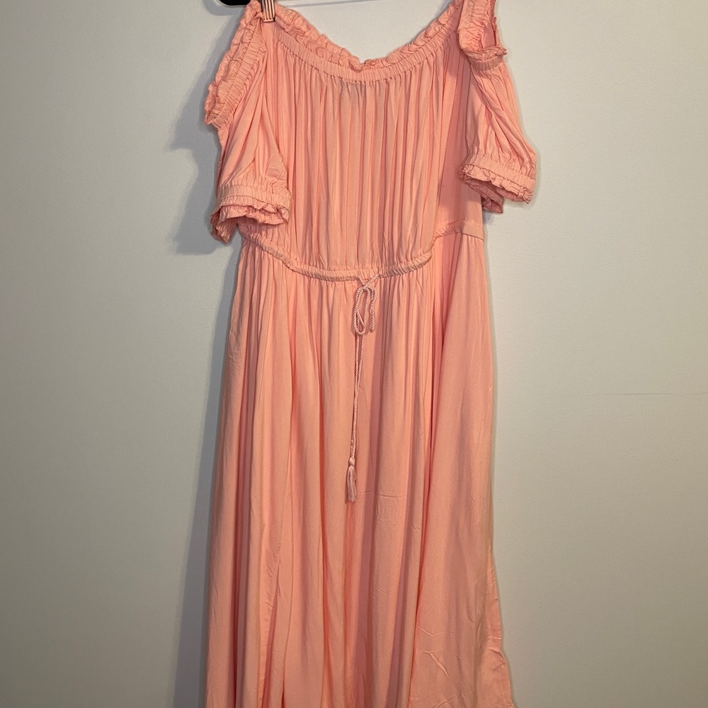 TORRID Peachy Pink Tie Waist Midi Dress - Picture 7 of 11